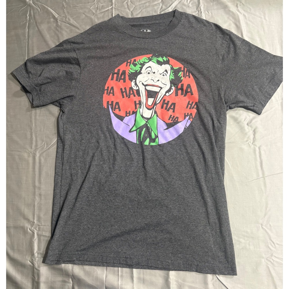DC Comics Batman Joker Laughing Graphic‎ T-Shirt Mens LT Charcoal Grey Heather